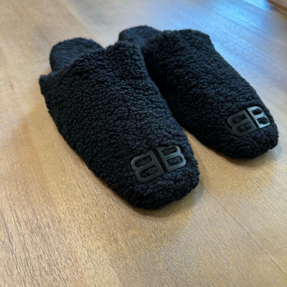 Balenciaga Men's Faux Shearling Slip On Mules Black EU Size 41 Unisex - Picture 8 of 14